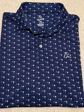 Rhoback “The Palmetto” South Carolina Men's Navy Palm-Print Polo Shirt - XL